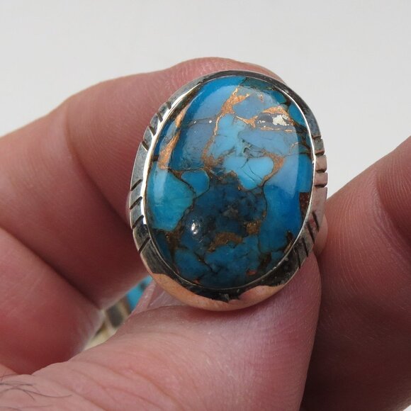 $350 Sterling SilverCopper Turquoise Ring s